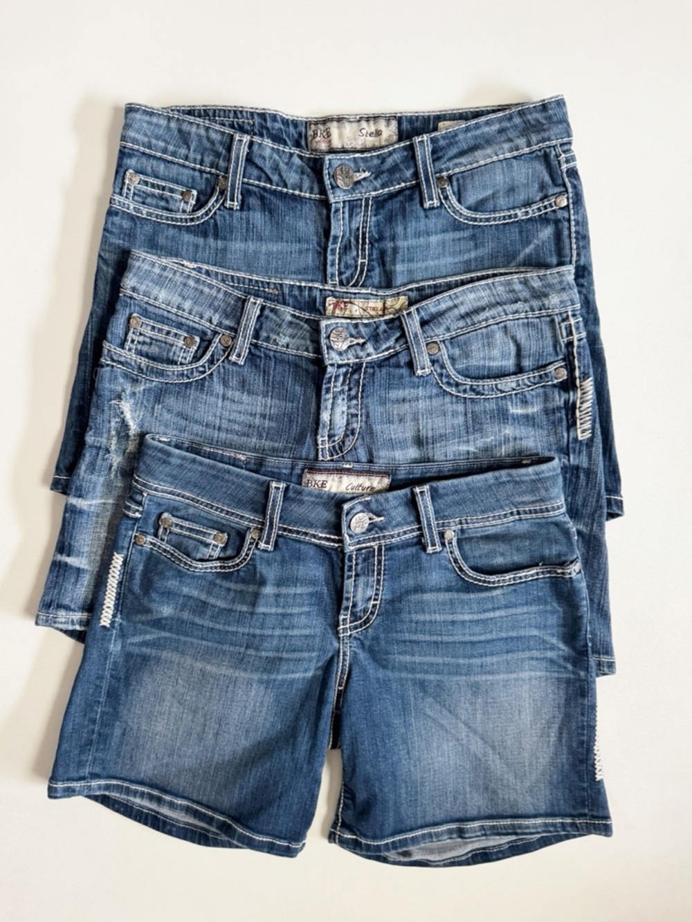 BKE Buckle Stella Culture Jean Shorts Lot of 3 Women's 27 Denim Blue Western - Picture 2 of 14